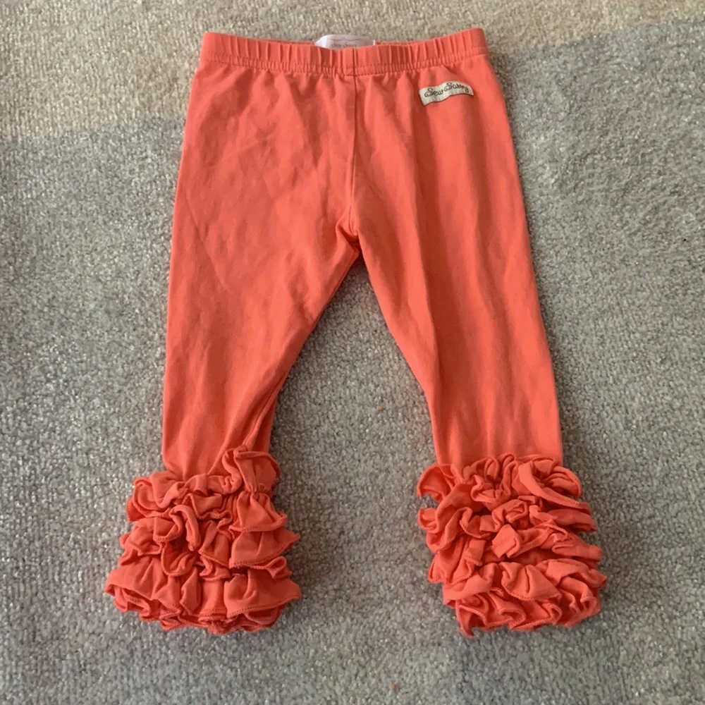 Sew Sassy Coral Ruffled Leggings